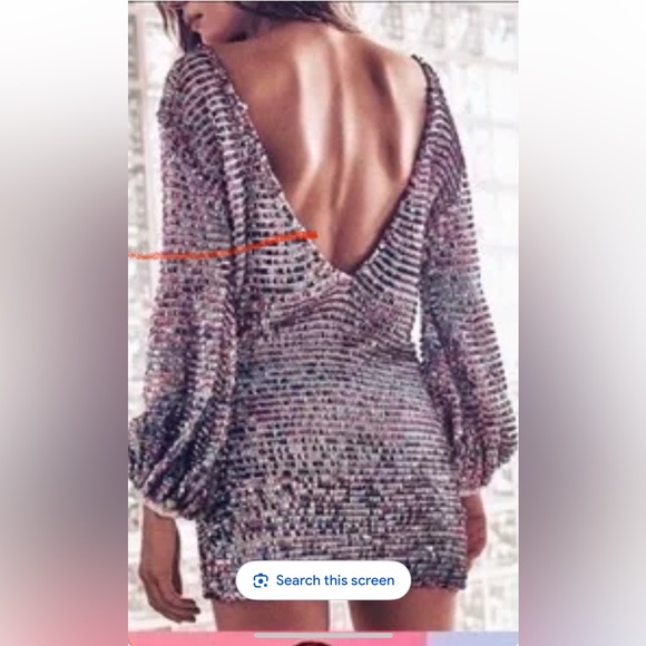 Retrofete Tara Crochet Sequin Long Sleeve Dress, medium - Picture 3 of 10